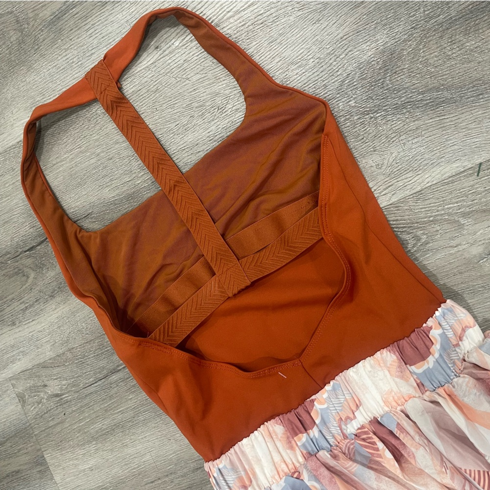Free People Movement All Strapped Onesie Jumpsuit Bra Top Harem Blunt Orange - Picture 6 of 8